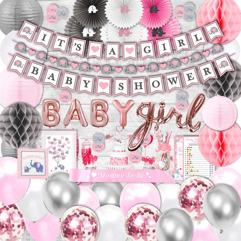 697 Piece Pink Elephant Baby Shower Decorations for Girl Kit – It’s a Girl Pr…