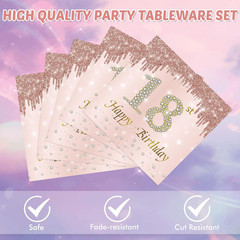 40PCS 18Th Birthday Decorations for Girls Rose Gold Birthday Party Decorations S