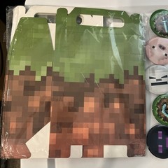 Minecraft Birthday Party Giveaways keychains pins stickers bracelets