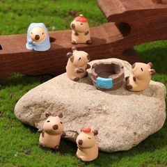 7 Pieces Mini Capybara Automobile interior Set – Bonsai Decor, Cake Toppers,