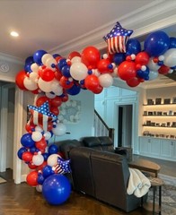 130Pcs Red White Blue Balloons Different Sizes 18″ 12″ 10″ 5″ Party Latex Balloo