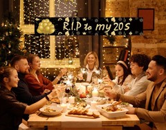 RIP To My 20s Birthday Sash Black White 30th Decor Funeral For Youth Party Sign