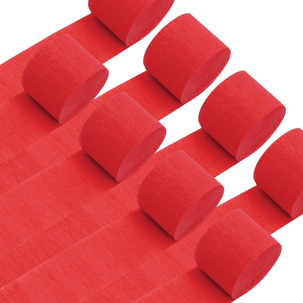 8 Rolls Red Crepe Paper Streamers Christmas Party Photo Booth Backdrop 656FT