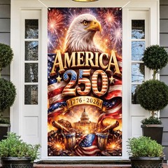 America 250th Anniversary Door Cover Flag 1776-2026 Patriotic Banner 4th of July