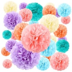72 Pcs Tissue Paper Pom Poms Pastel Party Decorations Assorted Rainbow Paper
