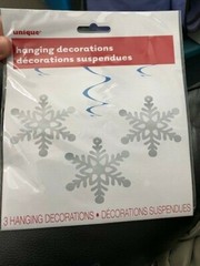 Winter Snowflake 3 Hanging Swirls 26″ Christmas Frozen Party New!!!