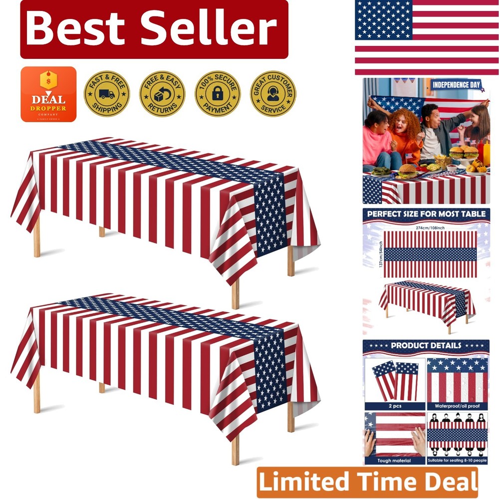 Vibrant 4th of July Decorations – 2 Pack Tablecloths for All Your Celebrations