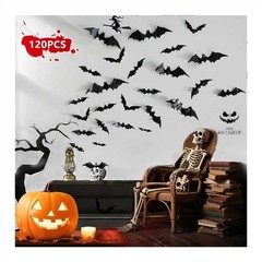 120pcs Halloween Bats Decorations Outdoor Indoor, Halloween Party Supplies, 3D B