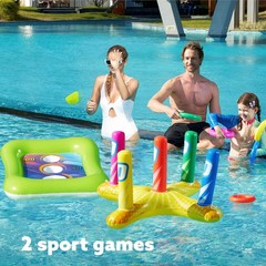 2 Sets Inflatable Pool Toss Game Combo Set Includes Ring Toss & Corn-Toss Gam…