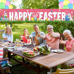 36 Pcs Happy Easter Banner and Balloons Decorations Set Large Fabric Happy Easte