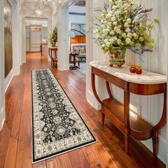Washable Hallway Runner Rug 2×10: Non Slip 2′ x 10′ (Rectangular), Black