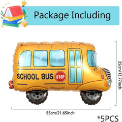 5 PCS Back to School Balloons, School Bus Kindergarten Balloon for Classroom Wel