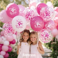 th Anniversary Balloons 38PCS 12Inch Latex Number Printed Balloons 1 9 Pink