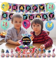 Trolls Theme Birthday Party Supplies Set Balloons Banner Cake Toppers US Stock