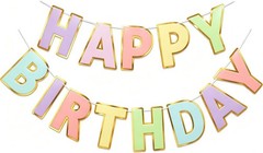 Macaron Superlarge Alphabet Happy Birthday Banner Bunting Pre-Strung No DIY f…