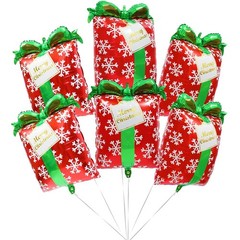 6PCS Christmas Gift Box Balloons Red Green Cube Snow Pattern Decor for Party