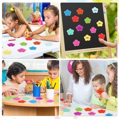 108PCS Confetti Flowers Cutouts 3.5 Inch, Assorted Colors Paper Bulletin DIY
