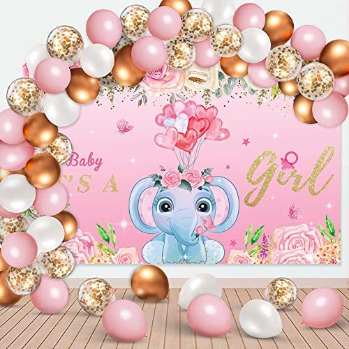 Adornos Globos Para Baby Shower De Niña Juego De Decoraciones Elefante Bebe Set