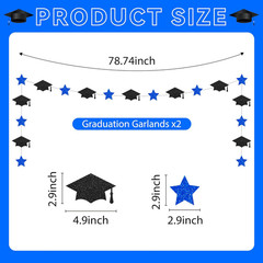 Graduation Decorations 2026 Blue Banner Set Congrats Grad Party Garland