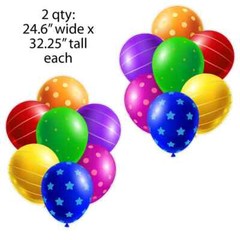Colorful Balloon Clusters, Cakes & Stacks of Presents Yard Card Fillers, 6pcs