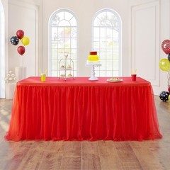 72in Rainbow Tulle Table Skirts Rectangle Tables 6/4ft 2-Layer Pastel Color