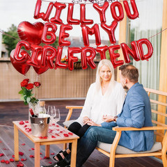 16 Inches Red ‘WILL YOU BE MY GIRLFRIEND’ Proposal Letter Balloons with Heart-Sh