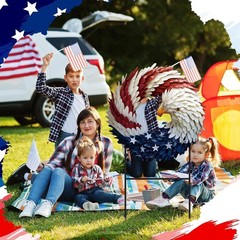 Vibrant Red White Blue Eagle Yard Sign – Perfect for Independence Day Decor