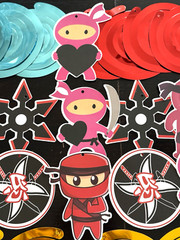 Pink Ninja Hanging Party Decorations & Swirls~Everything in Picture~NEW~FREESHIP