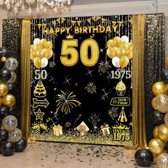 Large 6.6 X 6Ft Happy 50Th Birthday Decorations for Men Women, Big Fabric 50 Yea