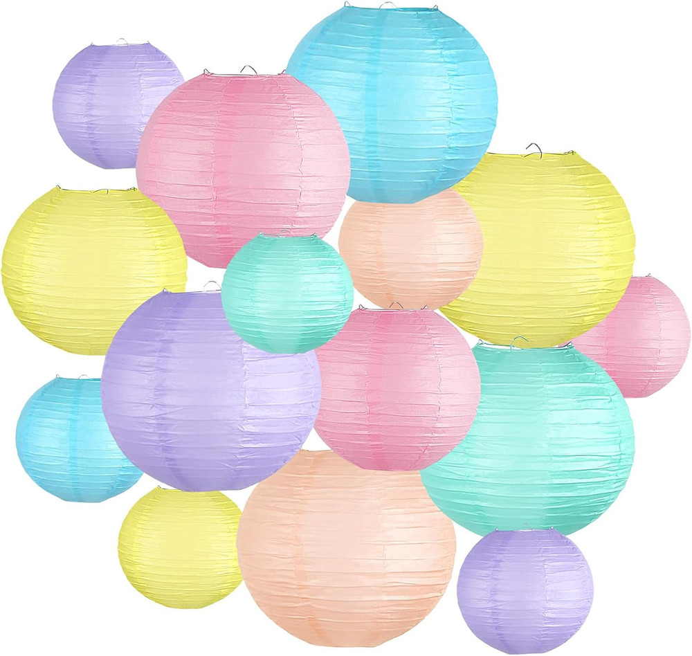 Pastel Paper Lanterns Decorative, Classroom Decor Macaron-Color Neon Hanging Pap