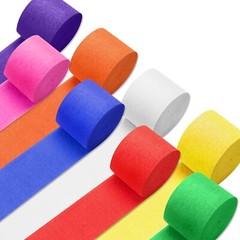 Crepe Paper Streamers 8 Rolls 656ft, Pack of Rainbow Assorted Colored Party S…
