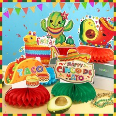 8PCS Cinco De Mayo Party Decorations, Mexican Fiesta Table Decorations Honeycomb