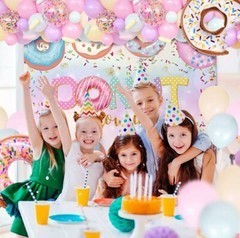 Winrayk 131Pcs Donut Birthday Party Decorations Supplies Donut Balloon Pink