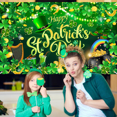 Happy St. Patrick’s Day Backdrop Banner Spring Lucky Green Shamrock Background I
