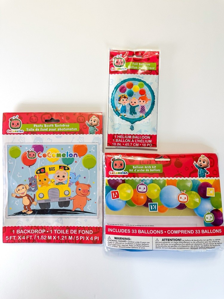 Cocomelon Party Pack Includes All 3! Helium Ballon, Backdrop And Ballon Arch!