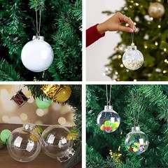 16 Pcs Clear Plastic Fillable Christmas Baubles Ornament, 2.36Inch