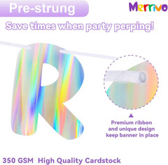 Iridescent It’S Giving Birthday Banner, Pre-Strung Fun Birthday Decorations Supp