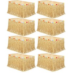 Hawaiian Table Skirt Set – 8-Pack, Luau Grass, Straw Yellow