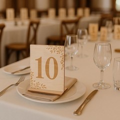 10pcs Wooden Table Numbers Rustic Table Signs with Base Holder Place Card Holder