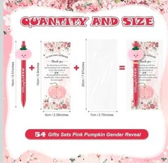 54 Sets Pink Gender Reveal Bulk a Little Pumpkin Is on The Way Ballpoint Pen…