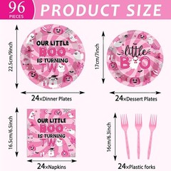 Halloween Pink Ghost Birthday Party Supplies Dinnerware Plates Napkins