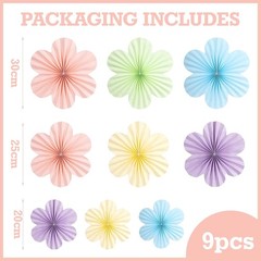 Pastel Paper Flowers Wall Decor Hanging Fans Floral Backdrop Party Wedding Art