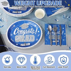 350 Pcs Blue and Silver Graduation Decorations Class of 2026 Disposable 12 in…