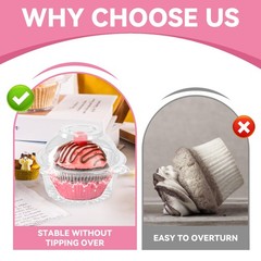 100 Pack Individual Cupcake Containers Plastic Cupcake Holders Deep Dome Muff…