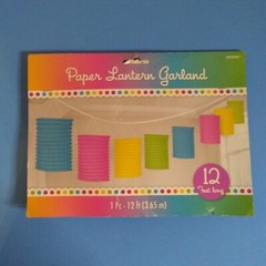 Multi Colored Paper Lantern Garland Party Hanging Decorations ~ 12ft Long