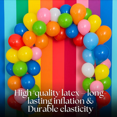Rainbow 200 Pcs Assorted Latex Party Balloons – Multicolor Ideal for Birthday, A