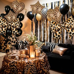 Cheetah Print Bow Balloons Leopard Balloon Jungle Animal Theme Party 16Pcs