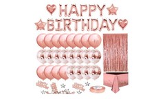 Rose Gold Birthday Party Decoration, Happy Birthday Banner, Rose Gold
