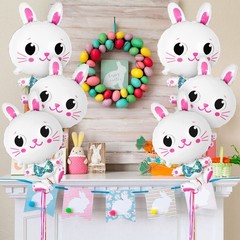 6 Pcs Bunny Balloons, 32 Inch Large Easter Bunny Balloons, Rabbit Shaped Foil…