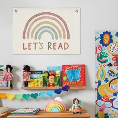 Read Linen Banner – Boho Classroom Decor, Reading Room Wall Hanging, Rainbow …